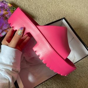 Barbie Pink Platform Foam Slides Sandals 8